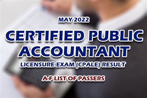 CPALE RESULTS: May 2022 Certified Public Accountant CPA .